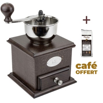 Moulin à café manuel Brésil bois teinté noyer - Peugeot + 250g de café OFFERTS