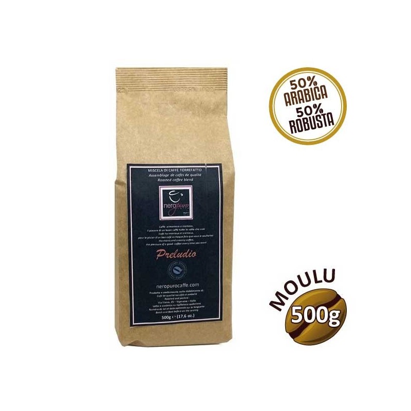 Moulu Coffee Miscela Bar Preludio - 500g - Nero Puro Moulu Coffee Miscela Bar Preludio - 500g - Nero Puro