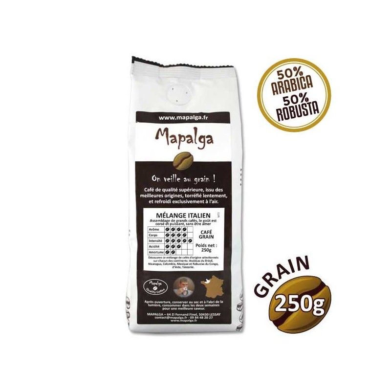 Café grain MELANGE ITALIEN - 250g - MAPALGA Café grain MELANGE ITALIEN - 250g - MAPALGA
