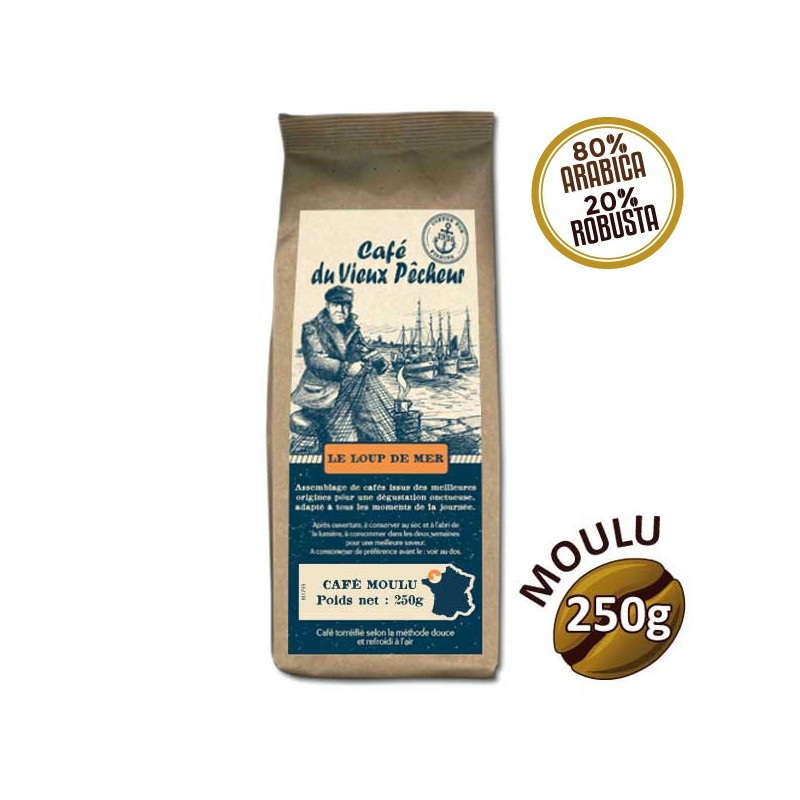 Café moulu LE LOUP DE MER 250g - CAFÉ DU VIEUX PÊCHEUR Café moulu LE LOUP DE MER 250g - CAFÉ DU VIEUX PÊCHEUR