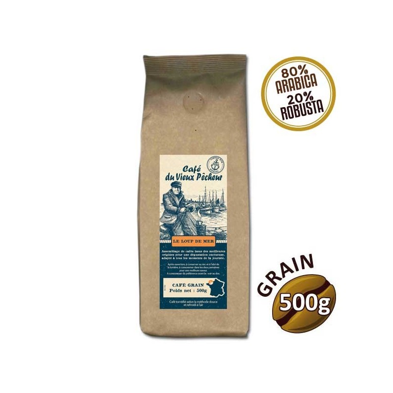 Café grain LE LOUP DE MER 500g - CAFÉ DU VIEUX PÊCHEUR Café grain LE LOUP DE MER 500g - CAFÉ DU VIEUX PÊCHEUR
