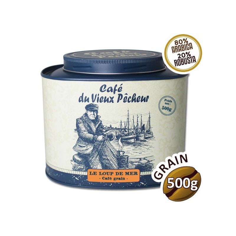Boîte métal café grain LE LOUP DE MER 500g - CAFÉ DU VIEUX PÊCHEUR Boîte métal café grain LE LOUP DE MER 500g - CAFÉ DU VIEUX PÊCHEUR