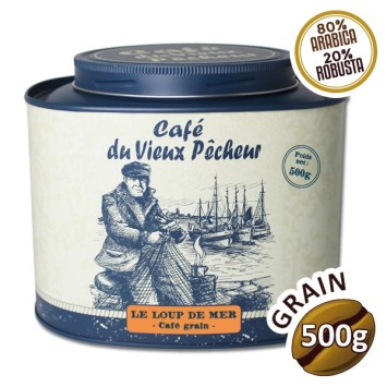 Boîte métal café grain LE LOUP DE MER 500g - CAFÉ DU VIEUX PÊCHEUR