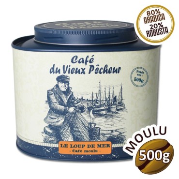 Boîte métal café moulu LE LOUP DE MER 500g - CAFÉ DU VIEUX PÊCHEUR
