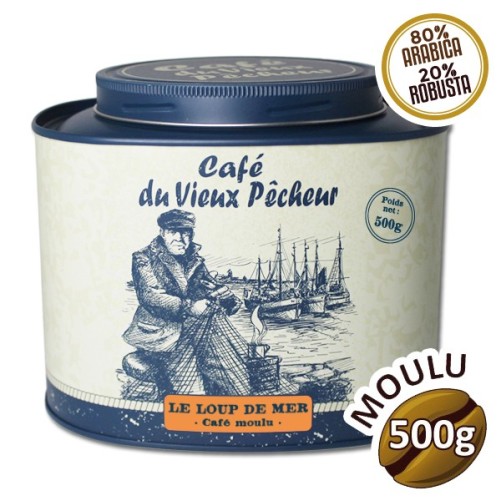 Boîte métal café moulu LE LOUP DE MER 500g - CAFÉ DU VIEUX PÊCHEUR