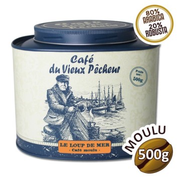 Boîte métal café moulu LE LOUP DE MER 500g - CAFÉ DU VIEUX PÊCHEUR