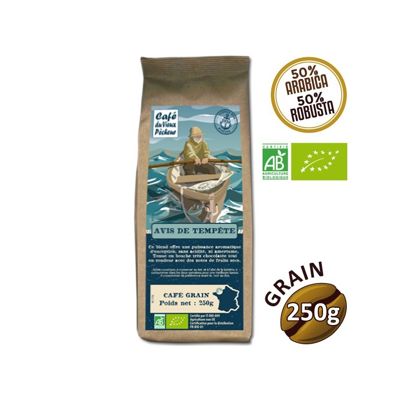 Café grain Blend AVIS DE TEMPÊTE BIO 250g - CAFÉ DU VIEUX PÊCHEUR