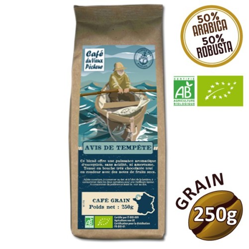 Coffee grain blend organic storm notice 250g - Café du Vieux fisherman