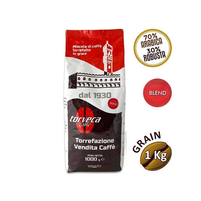 A mixture of 7 roasted cafes slowly in Italy by Torveca