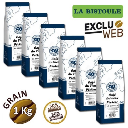 Café grain LA BISTOULE 6 X 1 kg - CAFÉ DU VIEUX PÊCHEUR