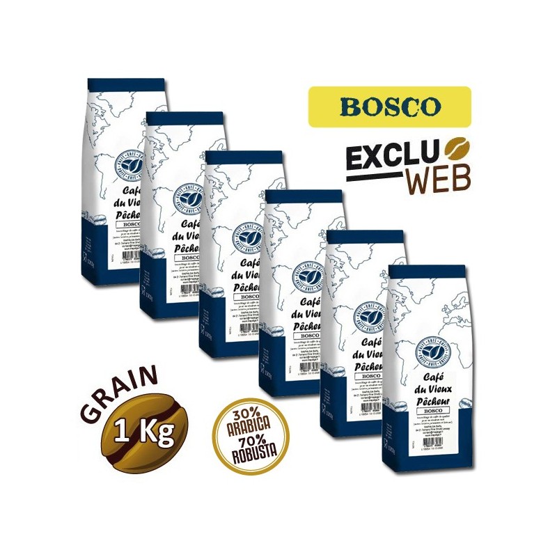 Café en grain BOSCO 6 x 1kg - CAFÉ DU VIEUX PÊCHEUR Café en grain BOSCO 6 x 1kg - CAFÉ DU VIEUX PÊCHEUR