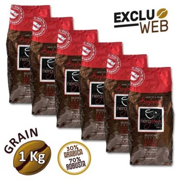 Pack x 6 Café en Grains Miscela Bar SINFONIA - 1 Kg - NERO PURO