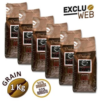 Pack x 6 Café en Grains Miscela Bar PRELUDIO - 1 Kg - NERO PURO