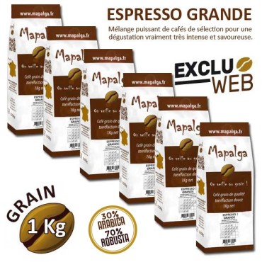 Pack X 6 Café Grain Espresso Grande - 1 kg - Mapalga