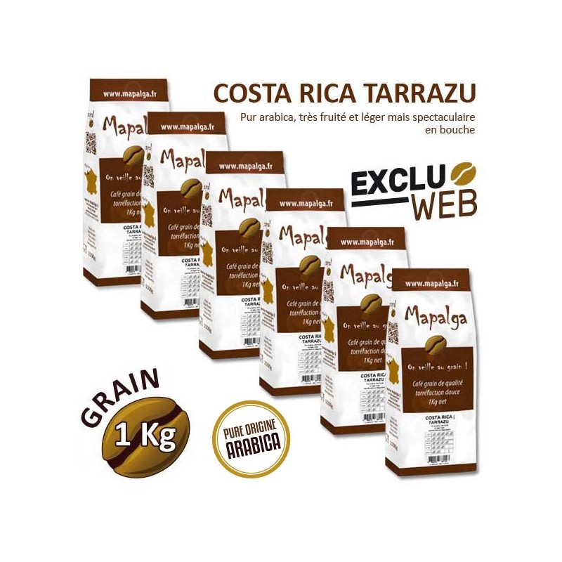 Pack x 6 Café grain COSTA RICA LOS SANTOS TARRAZU - 1 kg - MAPALGA Pack x 6 Café grain COSTA RICA LOS SANTOS TARRAZU - 1 kg - MAPALGA