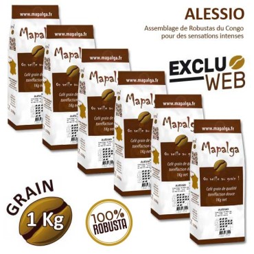 Pack X 6 Café Grain Alessio 100% Robusta - 1 kg - MAPALGA