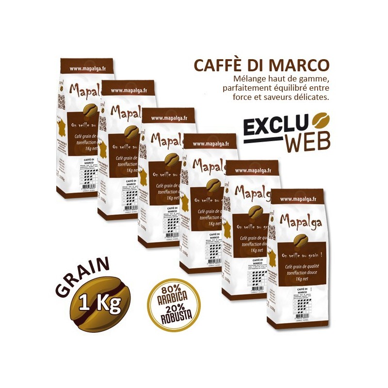 Pack x 6 Café grain Caffè di Marco - 1Kg - MAPALGA