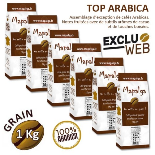 Pack X 6 Café Grain Top Arabica - 1kg - Mapalga