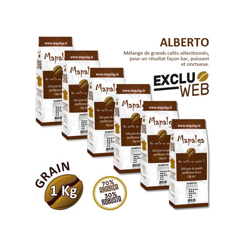 Pack x 6 Café grain ALBERTO - 1Kg - MAPALGA