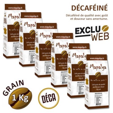 Pack X 6 Café Grain Decafeine - 1 kg - Mapalga