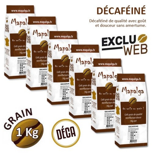 Pack X 6 Café Grain Decafeine - 1 kg - Mapalga
