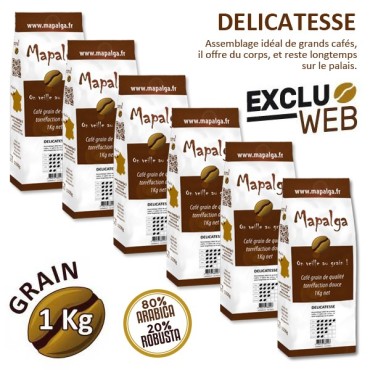 Pack x 6 Café grain DELICATESSE - 1 Kg - MAPALGA