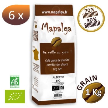 Pack x 6 Café grain ALBERTO BIO - 1 Kg - MAPALGA