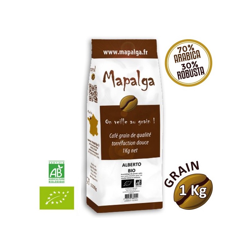 Café grain ALBERTO BIO - 1 Kg - MAPALGA