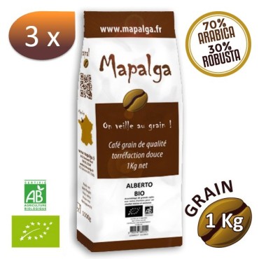 Pack x 3 Café grain ALBERTO BIO - 1 Kg - MAPALGA