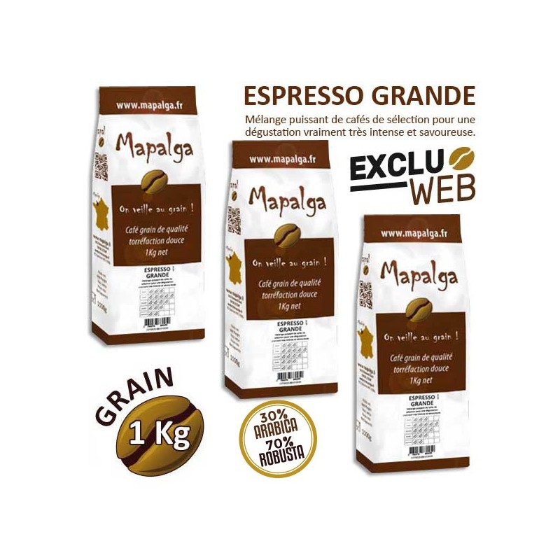 Pack x 3 Café grain ESPRESSO GRANDE - 1 kg - MAPALGA
