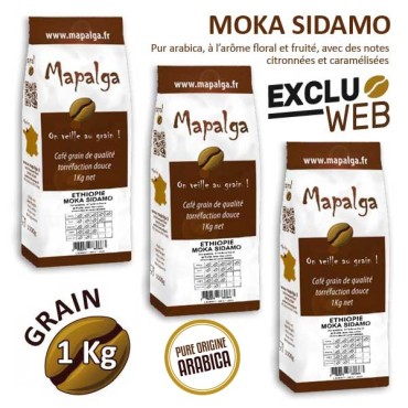 Pack x 3 Café pure Origine MOKA SIDAMO - Ethiopie - 1 Kg - MAPALGA
