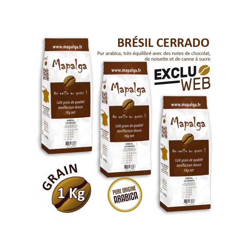 Pack x 3 Café grain BRÉSIL CERRADO - 1Kg - MAPALGA