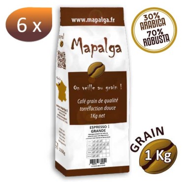 Pack X 6 Café Grain Espresso Grande - 1 kg - Mapalga