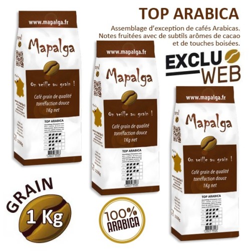 Pack X 3 Café Grain Top Arabica - 1kg - Mapalga