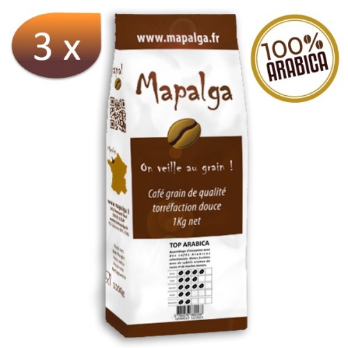 Pack X 3 Café Grain Top Arabica - 1kg - Mapalga