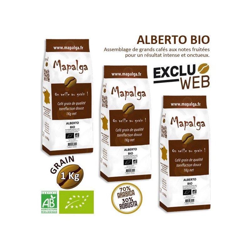 Pack x 3 Café grain ALBERTO BIO - 1 Kg - MAPALGA