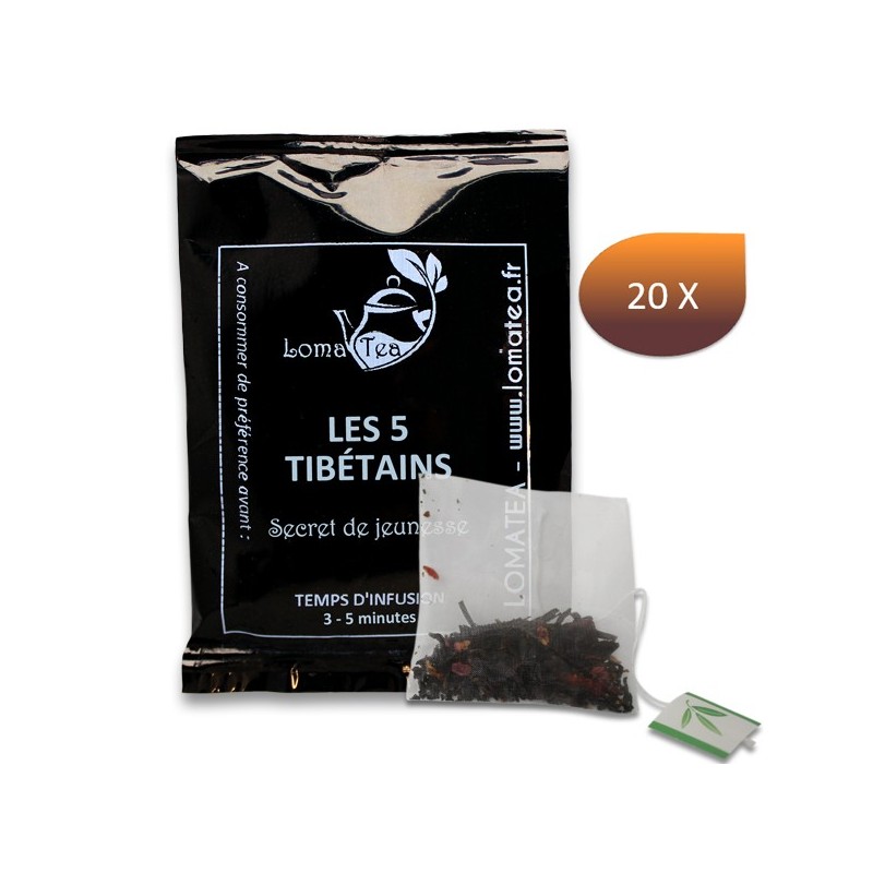 Thé noir LES 5 TIBÉTAINS x 20 infusettes individuelles DLUO - LOMATEA
