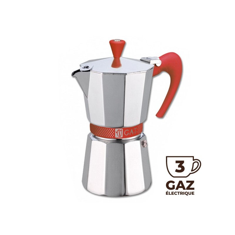 Cafetière Italienne BETTY ROUGE 3 Tasses - GAT (défaut d'aspect)