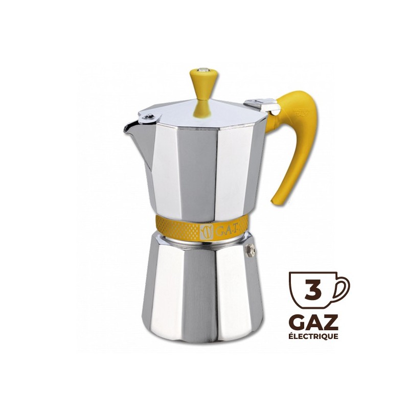 Cafetière Italienne BETTY JAUNE 3 Tasses - GAT ( défaut d'aspect) Cafetière Italienne BETTY JAUNE 3 Tasses - GAT ( défaut d'aspect)