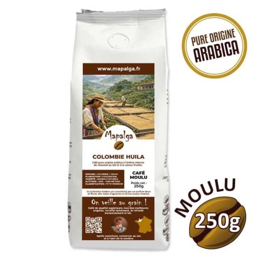 Café moulu pure origine COLOMBIE HUILA - 250g - MAPALGA