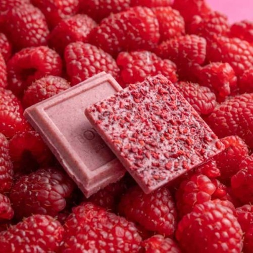 Tablette Chocolat Blanc Le Carré FRAMBOISE D'AMOUR 80g - BOVETTI