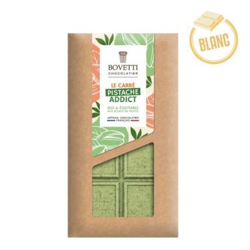 Tablette Chocolat Blanc Le Carré PISTACHE ADDICT 80g - BOVETTI