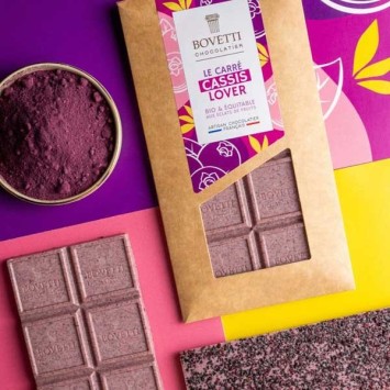 Tablette Chocolat Blanc Le Carré CASSIS LOVER 80g - BOVETTI