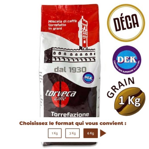 Café grain DÉCAFÉINÉ - 1 Kg - TORVECA