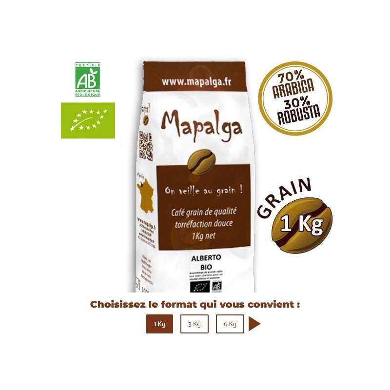 Café grain 1Kg ALBERTO Bio - MAPALGA