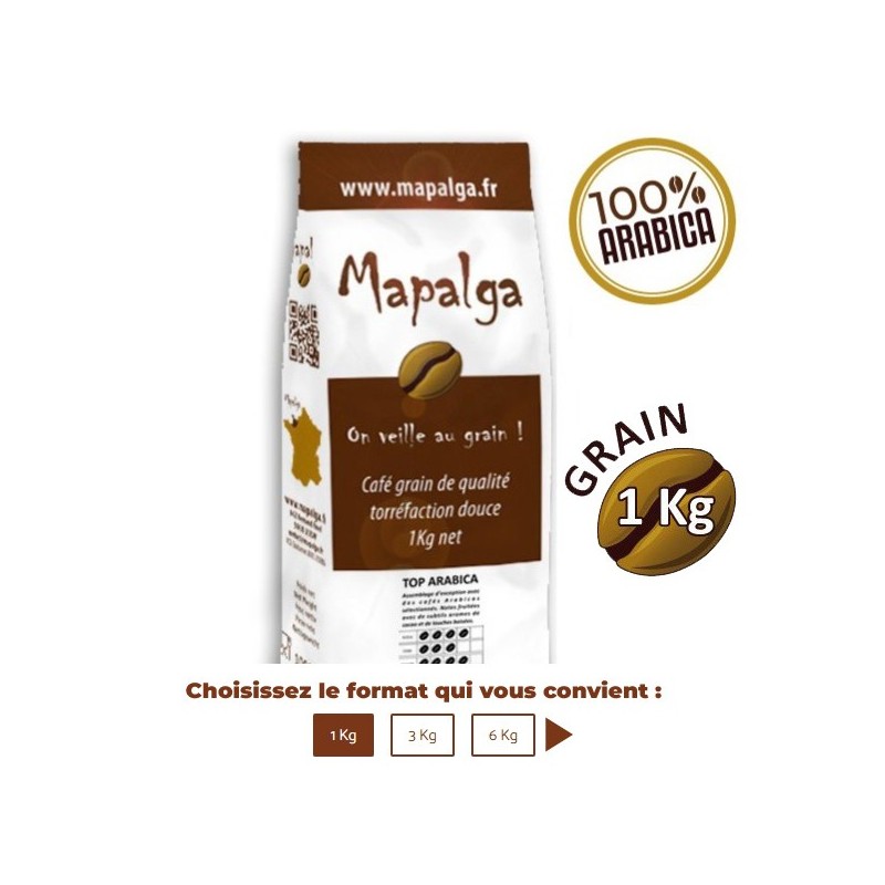 Café grain TOP ARABICA - 1Kg - MAPALGA