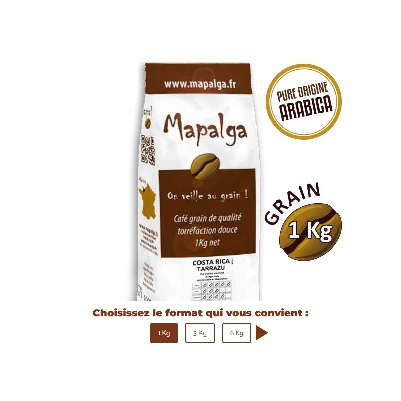 Café grain pure Origine COSTA RICA LOS SANTOS TARRAZU - 1Kg - MAPALGA