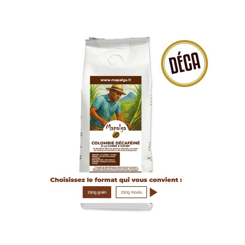Décaféiné à la canne à sucre de Colombie 250g - MAPALGA