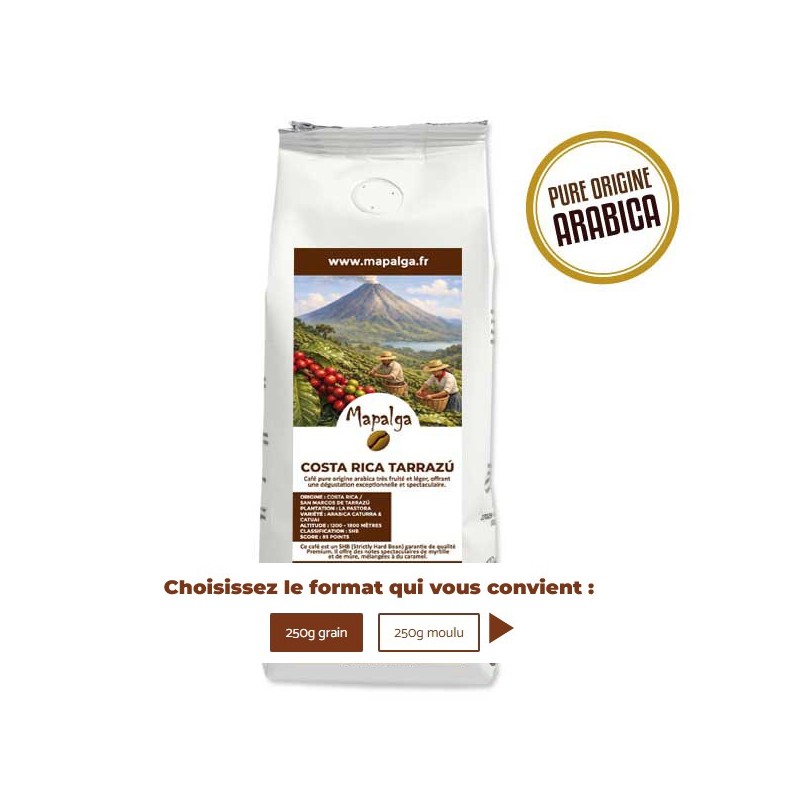 Café pure origine COSTA RICA TARRAZU 250g - MAPALGA
