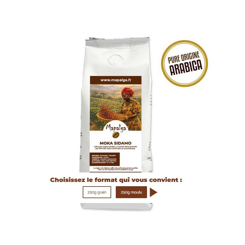Café pure origine MOKA SIDAMO Ethiopie 250g - MAPALGA